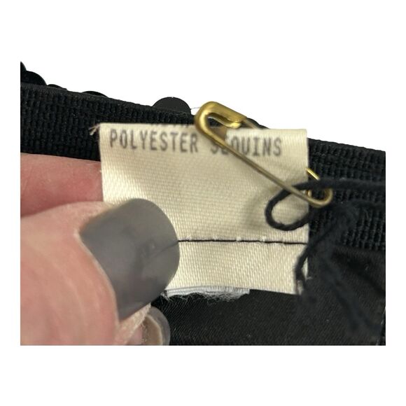 Vtg  DNKY Black Sequined Pants Stretch Size S Pull-On Party NYE Made In USA NWT - Picture 4 of 10